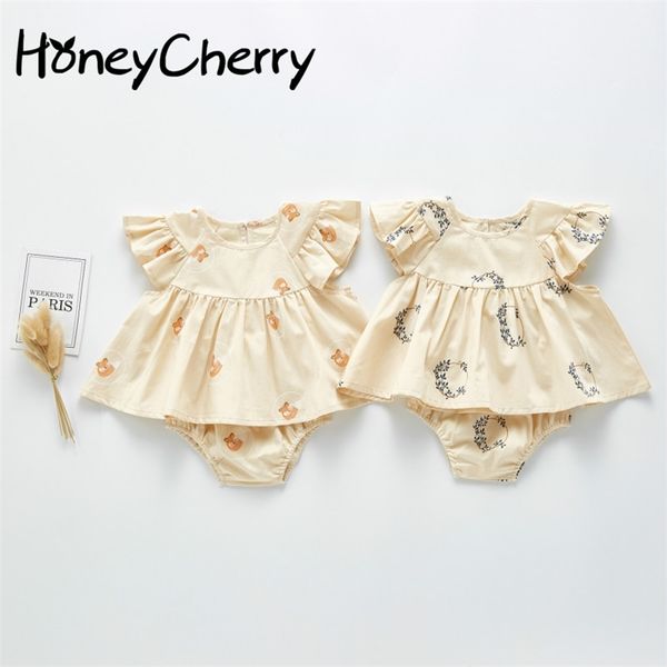 Set nato dall'estate Baby Girl Fashion Stile estero Puro cotone 2 pezzi Vestiti 3-6-12 mesi 210702