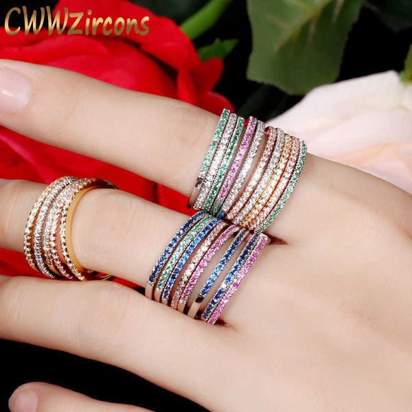 

3 pcs mix color cz stones engagement wedding rings set rose gold color fashion famous brand ring jewelry r093 210714, Slivery;golden