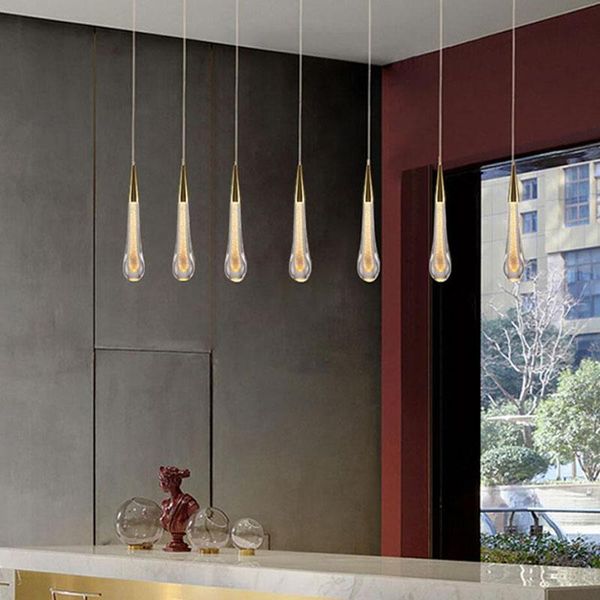 

nordic creative water drop chandelier 3w staircase corridor bedroom bedside dining room single head glass pendant lamps