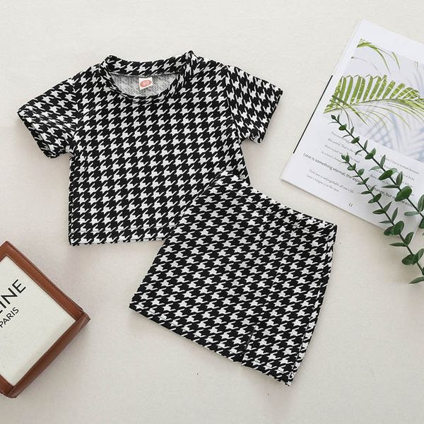 

kids clothing sets girls outfits baby clothes children wear summer fashion cotton short-sleeved shorts skirt 2pcs b7058, White