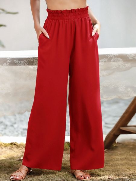 

slant pocket wide leg pants 94sd#, Black;white