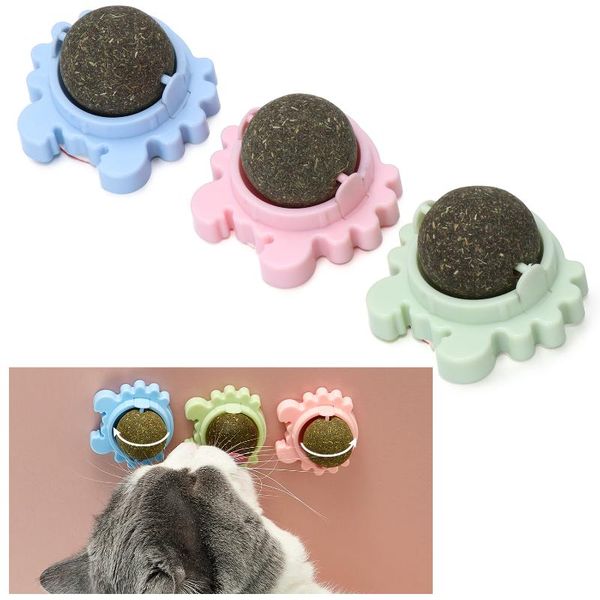 

catnip balls rotatable molars teeth cleaning cat mint edible happy interactive toys moistureproof lick product