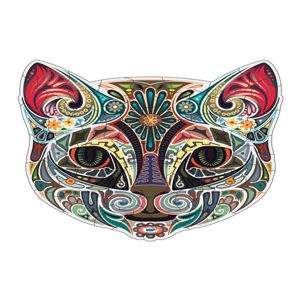 

special shaped wooden animal face cat irregular animal plane puzzle children's toys