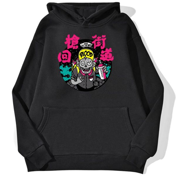 

women's hoodies & sweatshirts blood funny cartoons hip hop print sweatshirt female warm fashion streetwear fleece autumn hoody street h, Black