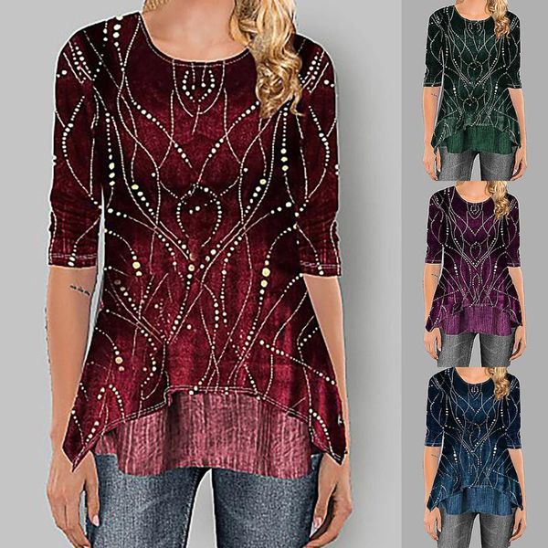 

plus size fashion patchwork print blouse o-neck loose casual summer ladies female women half sleeve blusas pullover women's blouses, White