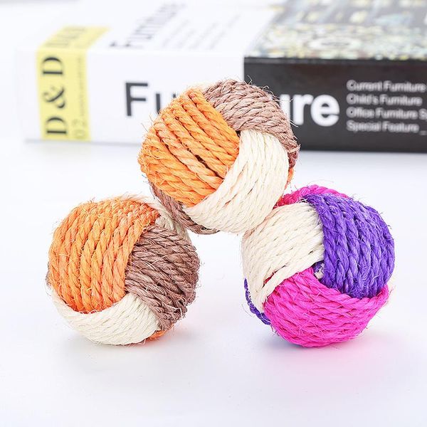 

cat ball toy funny interactive pet toys play chewing rattle scratch catch exercise sisal balls 1pc