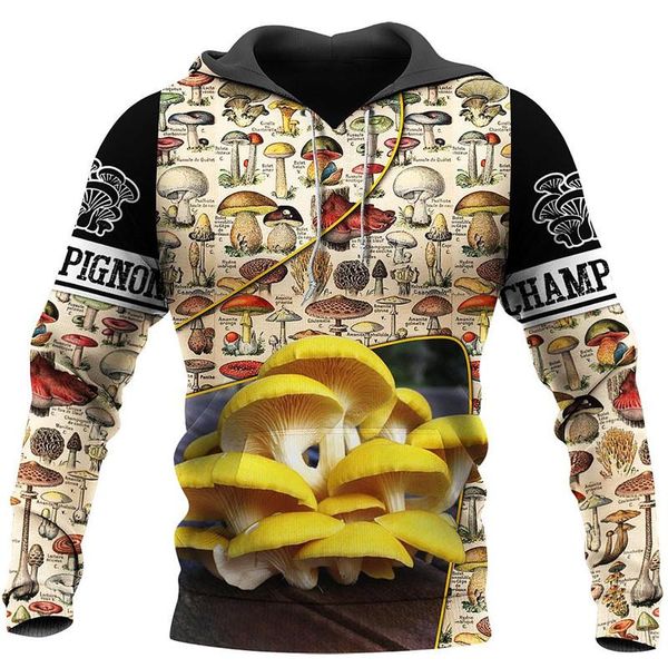 

men's hoodies & sweatshirts the most beautiful mushroom 3d printing shirt fashion hoodie zipper casual, Black