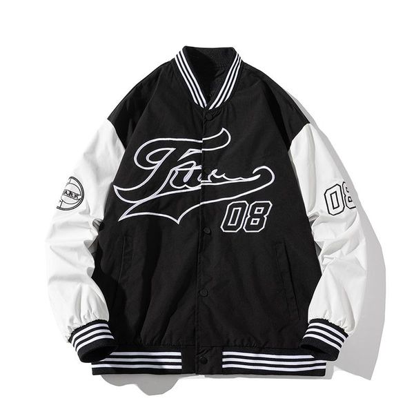 Herren Pelz Kunstpelz Herren Jacken Streetwear Baseball Jacke Männer Frauen Varsity Japanische Buchstaben Stickerei Patchwork Frühling Herbst Paare Kleidung