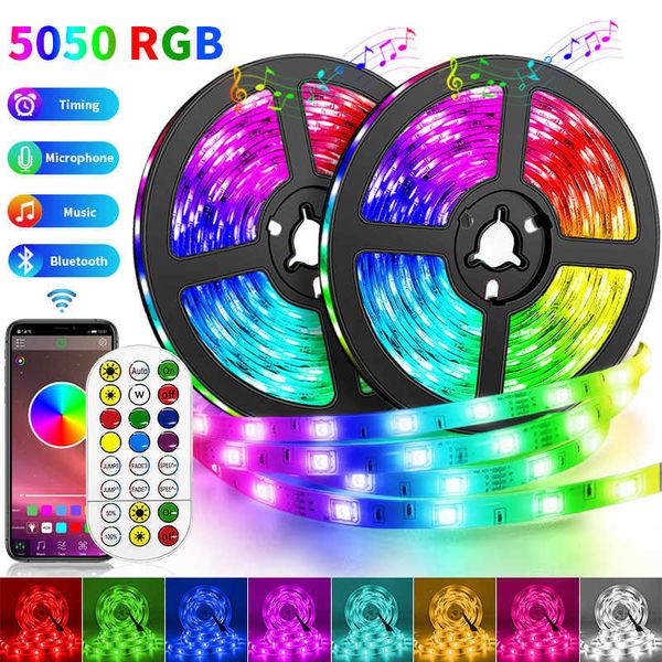

music 5050 led light strips flexible rgb lamp ribbon smd tape waterproof luminous string wifi controller + adapter for app alexa