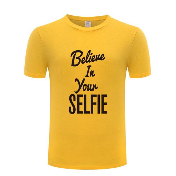 

men's t-shirts 2021 foreign trade short-sleeved t-shirt custom believe in your selfie letter creative personality, White;black