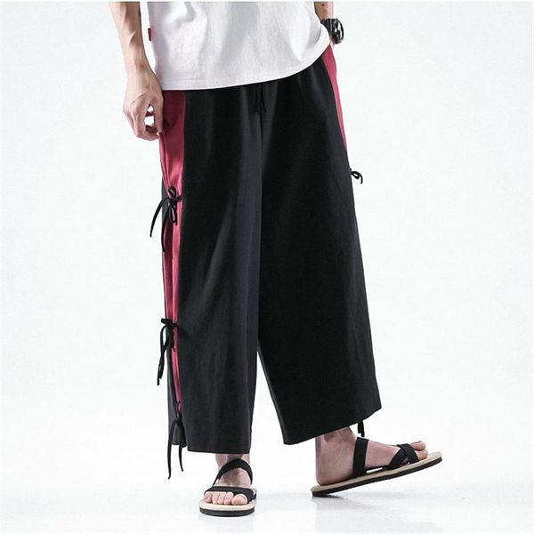 

japanese wide-leg pants men's chinese style casual jogging 2021 spring high-quality sports trousers, Black