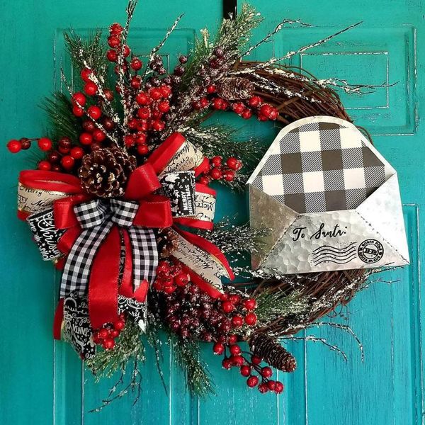 

decorative flowers & wreaths christmas wreath door decor hanging pendant simulation garland ornament artificial #8