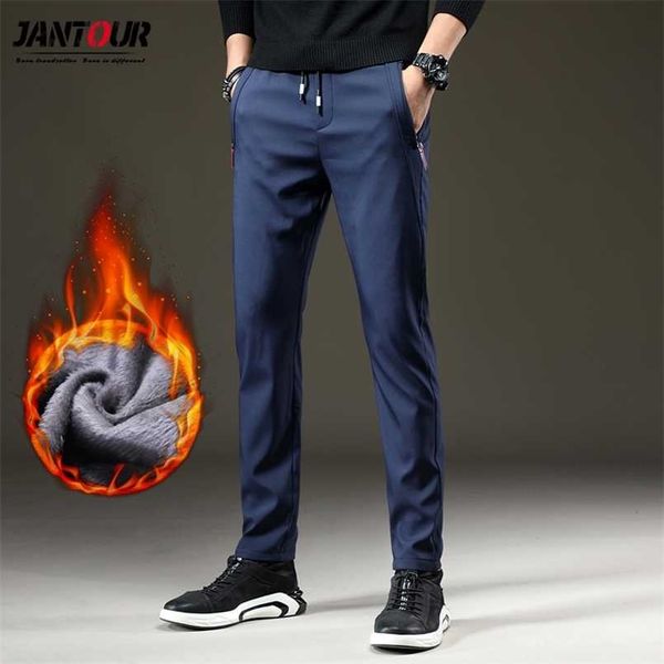 

winter thick fleece fluff pants men casual slim warm outdoor pant black blue grey jogging sweatpants korean style trousers male 211201