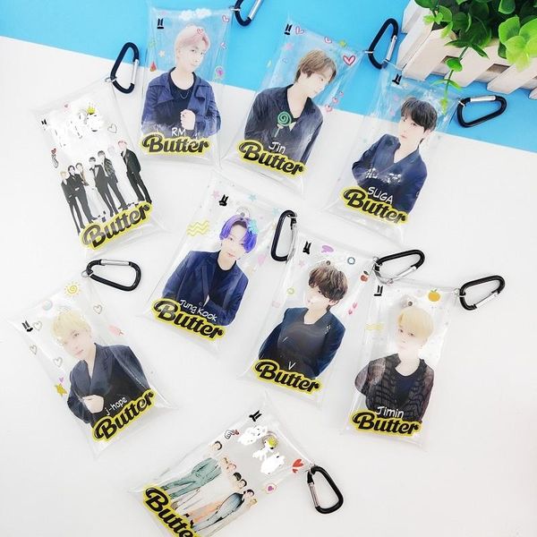 

jewelry pouches, bags kpop bangtan boys transparent coin purse key case pendant storage bag peripheral same customization, Pink;blue