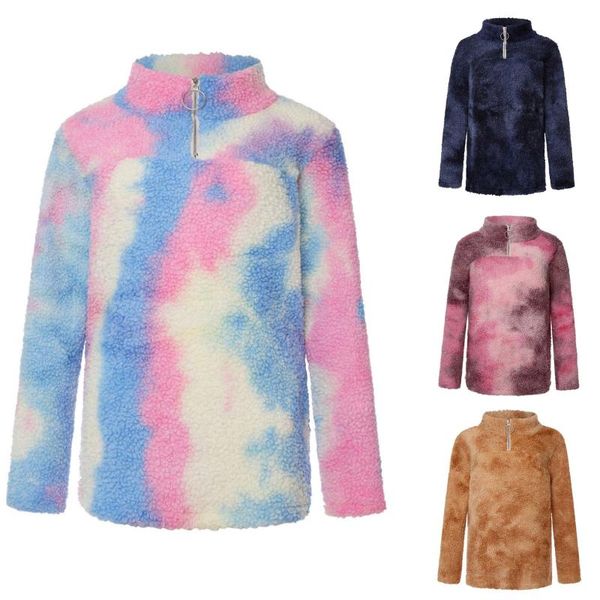 

women's jackets womens winter harajuku artificial wool collar zipper warm jacket coat long sleeve colorful plus size, Black;brown