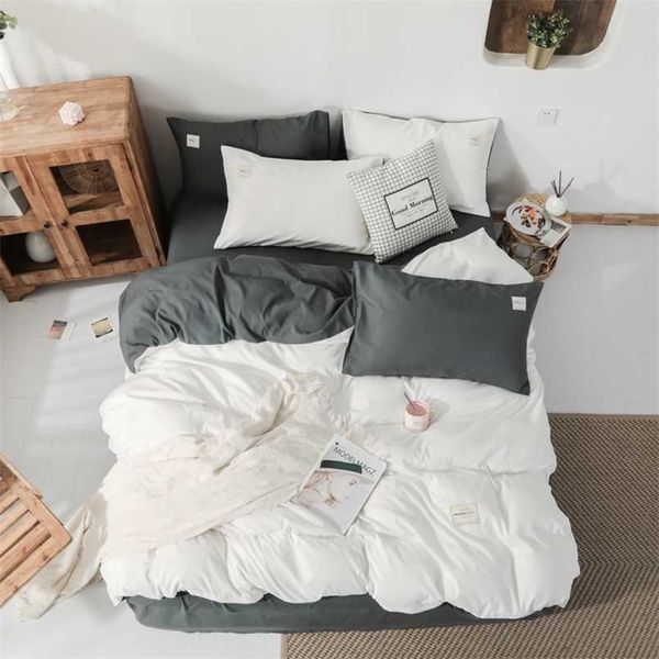 Home Têxteis Conjunto de Cama Sólida Conjuntos de Cobertura de Edição Conjuntos Coberturas de Quilt Tallowcases Tamanho Europeu Rainha Cinza Cinza Azul Rosa Verde 211007