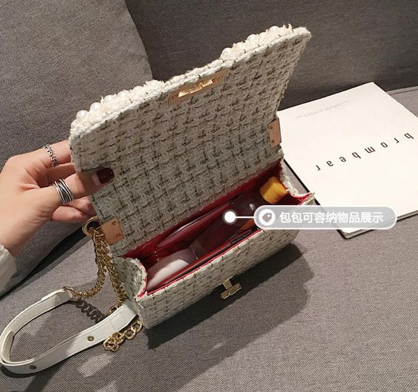 

louis vutton bag2021 winter fashion new female quadrant draagbag quality wool pearl women designer handbag ladies chain shoulder crossbody t