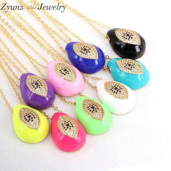

5pcs, enamel crystal turkish eye pendant gold color chain necklace women 2021 collares jewelry gift female, Silver