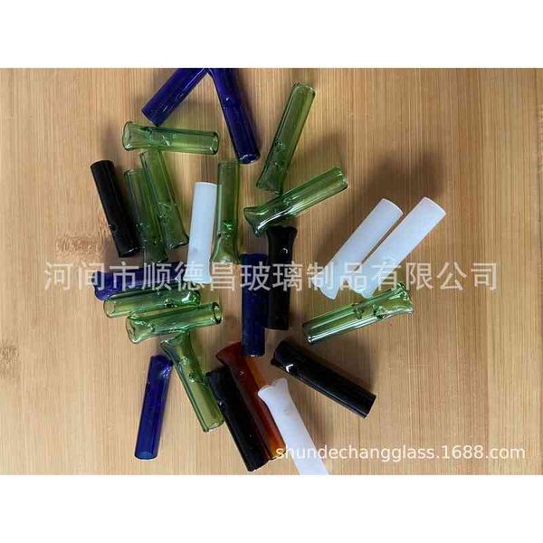 

color cigarette holder flat glass bong accessories, total length 3.5cm