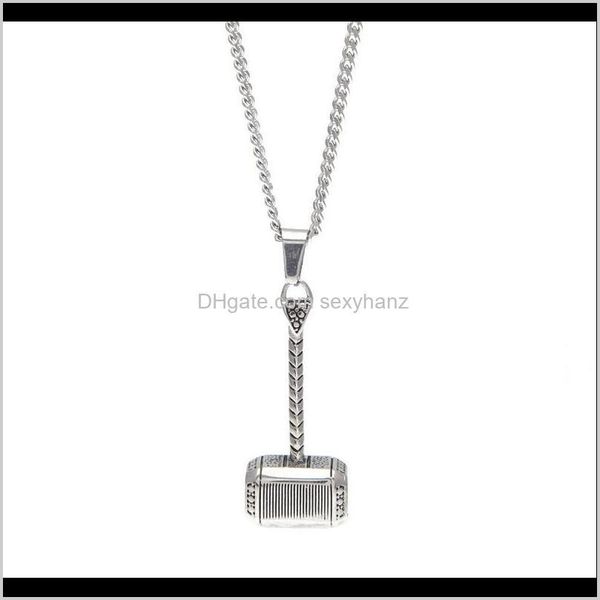 

pendant necklaces & drop delivery 2021 men stainless steel hip hop necklace hammer pendants jewelry design punk filling pieces mens fashion, Silver