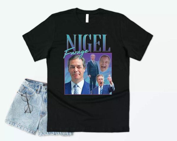 

nigel farage homage t-shirt tee funny uk political party eu 90's retro, White;black
