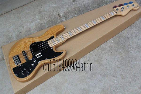 

shopping factory custom jazz natural wood sunburst 4 strings electric bass guitar with 9 v battery active pickups @32