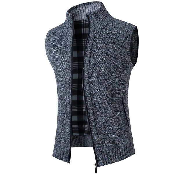 

men's vests autumn and winter men's sleeveless sweater pure color casual vest catch wool warm slim men, Black;white