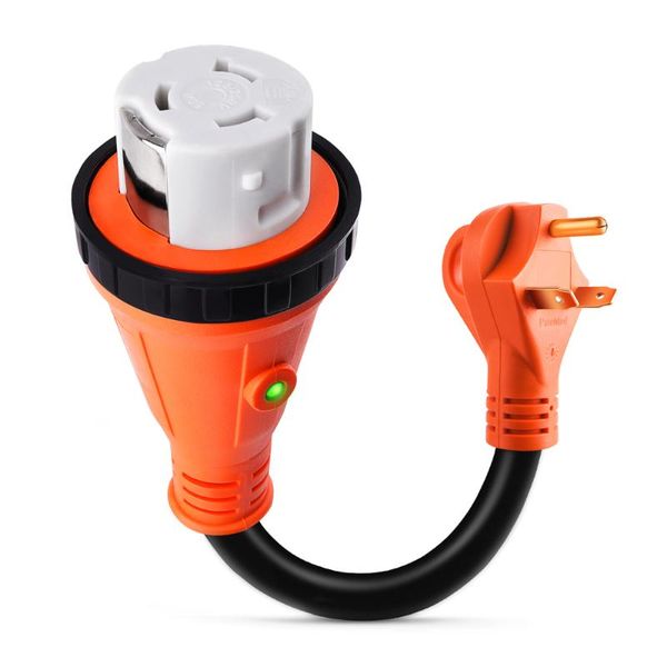 

parts mictuning 30a male to 50a female rv power cord plug adapter motorhome caravan with locking connector&led indicator