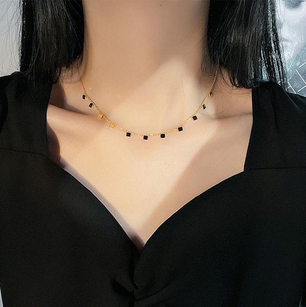 

pendant necklaces meyrroyu stainless steel gold color small square for women choker 2021 trendy fashion festival gift party jewelry, Silver