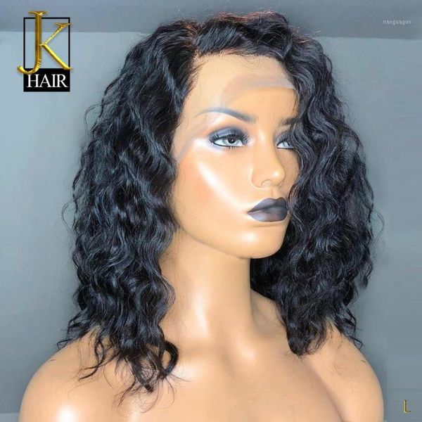 

peruvian natural wave lace front human hair wigs for black women short bob with baby 130 density remy low ratio jkhair1, Black;brown