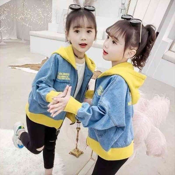 

kids clothes trench coat for baby children windbreaker for girls demin hoodid graffiti zip jacket 2-4-6-8-10-12 years, Blue;gray