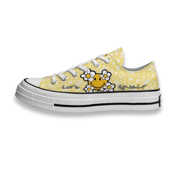 

custom printed shoes cute smiley daisy sneakers low mens womens skateboard sport footwear diy trainers canvas casual shoe 0g9p l157