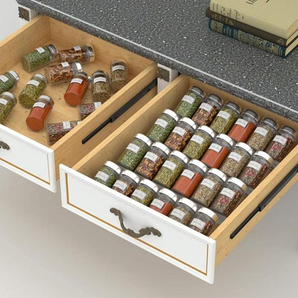 

kitchen storage & organization spice rack tray acrylic 4 tier drawer organizer insert for cabinets large
