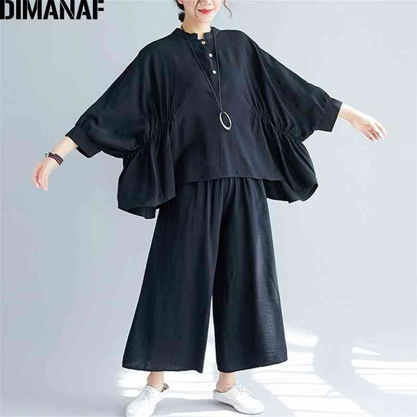 

plus size sets suit women clothing vintage elegant lady shirts long sleeve loose pants solid black autumn 210531, White