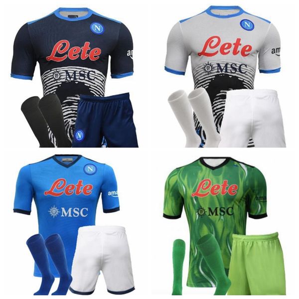 

2021 2022 napoli kids soccer jerseys sets tracksuits 21 22 koulibaly maradona mertens ospina insigne fabian home away 3rd football shirt+sho, Black