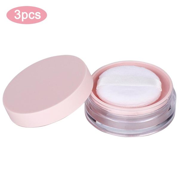 

storage bottles & jars 3pcs loose powder jar puffs travel make up refillable foundation cosmetic container empty box for ladies