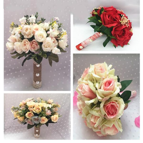 

1pc artificial wedding bouquets hand made flower rhinestone bridesmaid pretty bridal decoration bouquet decorative flowers & wr