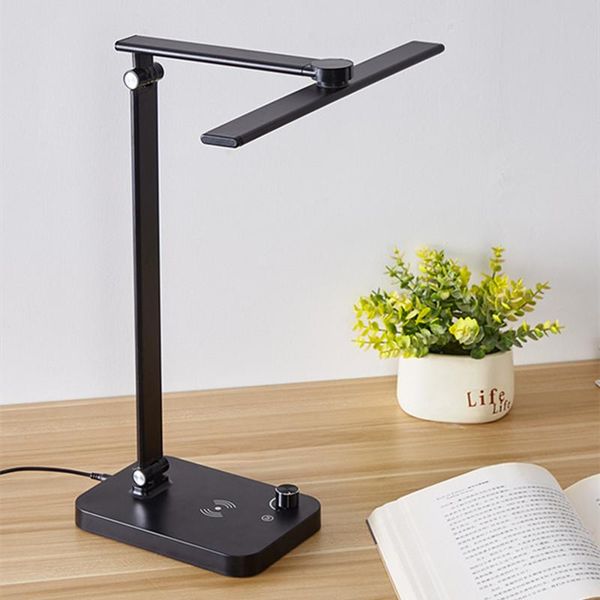 

table lamps folding led eye protection desk lamp wireless charging aluminum alloy stepless dimmable 3 color temperature usb reading