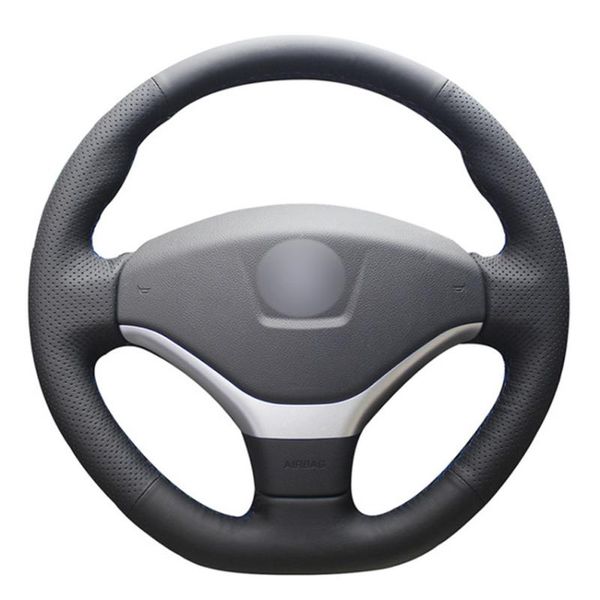 

steering wheel covers black pu faux leather diy hand-stitched car cover for 308 2012-2021 408 2013