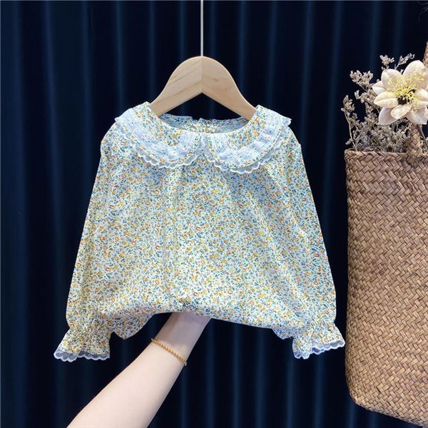 

spring autumn kids floral blouses for girls cotton toddler baby lace shirts children flowers clothes teens 18m 8 years, White;black