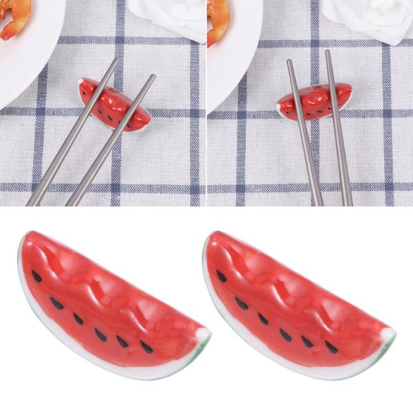 

chopsticks 3pcs watermelon shape ceramic rack holder rest dining room ornament