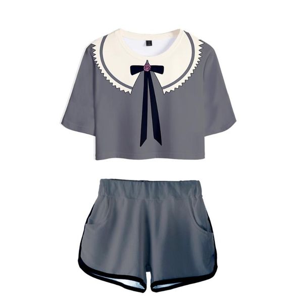 

oneven ei story gedrukt pak zomer dames korte mouw + shorts twee stuk straat comfortabele t-shirt sportkleding women's, White