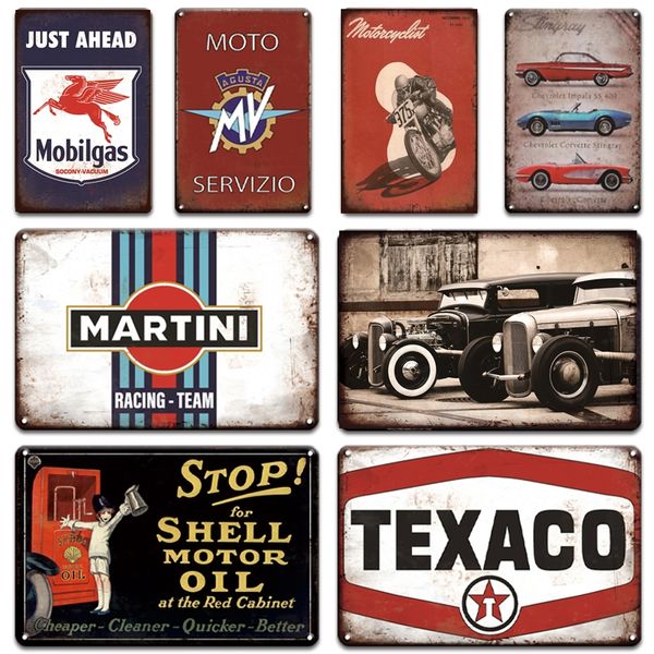 

vintage motorcycles poster metal sign retro martini texaco tin plate signs plaque metal vintage garage pub man cave home decor