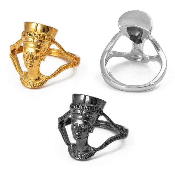 

wedding rings anniyo egyptian queen nefertiti ring for women girls african finger jewelry gold color wholesale party national gift#235906, Slivery;golden