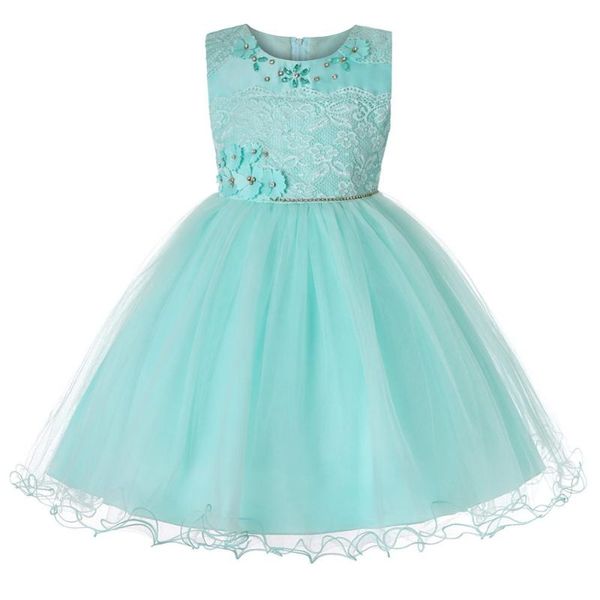 

girl's dresses children's flower princess dress girl diamond lace performance clothing toddler baby, Red;yellow