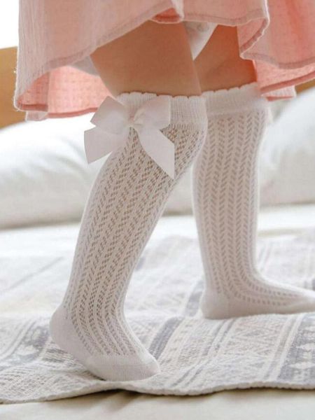 

socks toddler born baby girls kids winter bow mesh non slip lolita princess knee sock, Pink;yellow