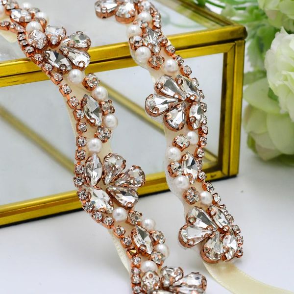 

wedding sashes s421-rg bridal belt rose gold rhinestones belts pearls for bride bridesmaid dress women prom evening dresses sash, White