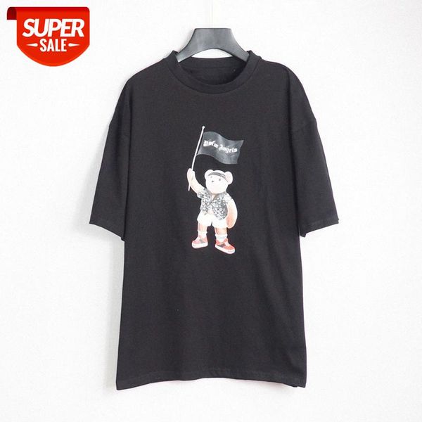 

streetwear men high street pirate flag bear short sleeve t-shirt #6k61, White;black