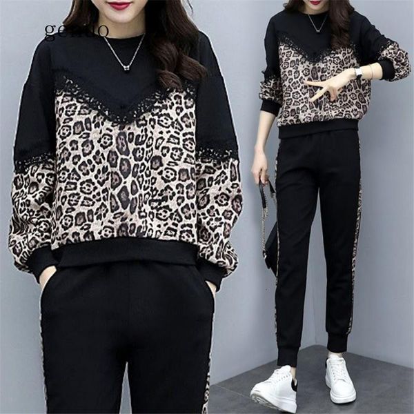 

casual dresses women tracksuit spring autumn female large size loose two-piece sets women's plus +pants suits xcte, Black;gray