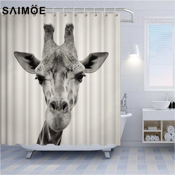 

shower curtains saimoe wild animal bath waterproof cute cat giraffe zebra chimp and wolf pattern home curtain for bathroom decor